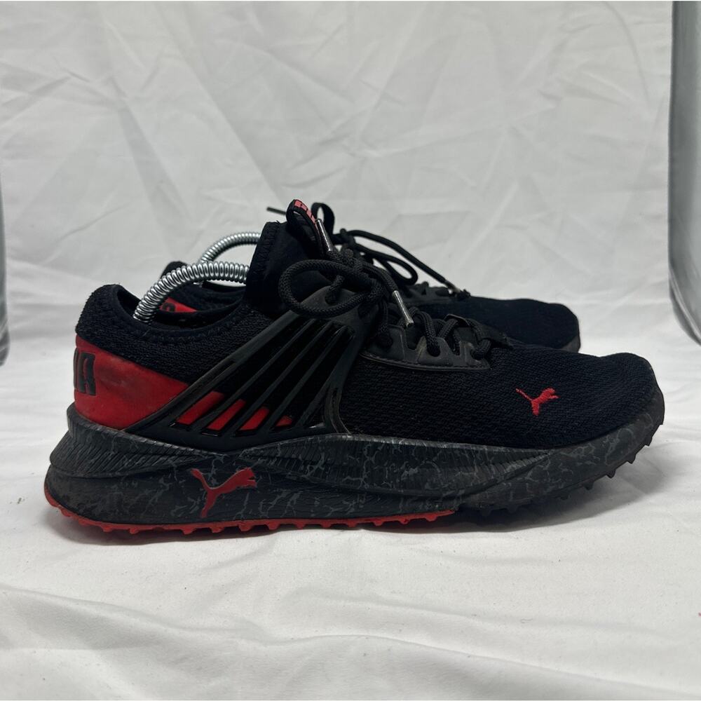 PUMA Pacer Future Marbleized Running Shoe Jr Boys Sz 10 Black & Red SoftFoam